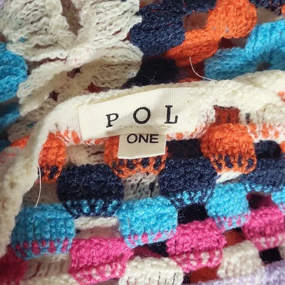 POL One Size Granny Square Duster Crochet Cardigan Knit Boho Colorful Open‎ NWOT - Picture 3 of 8